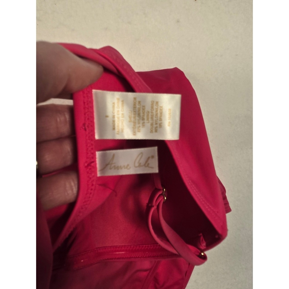 Anne Cole Swimsuit Women Size 8 Pink Ruched One Piece Halter Bandeau Vacation - Picture 3 of 5